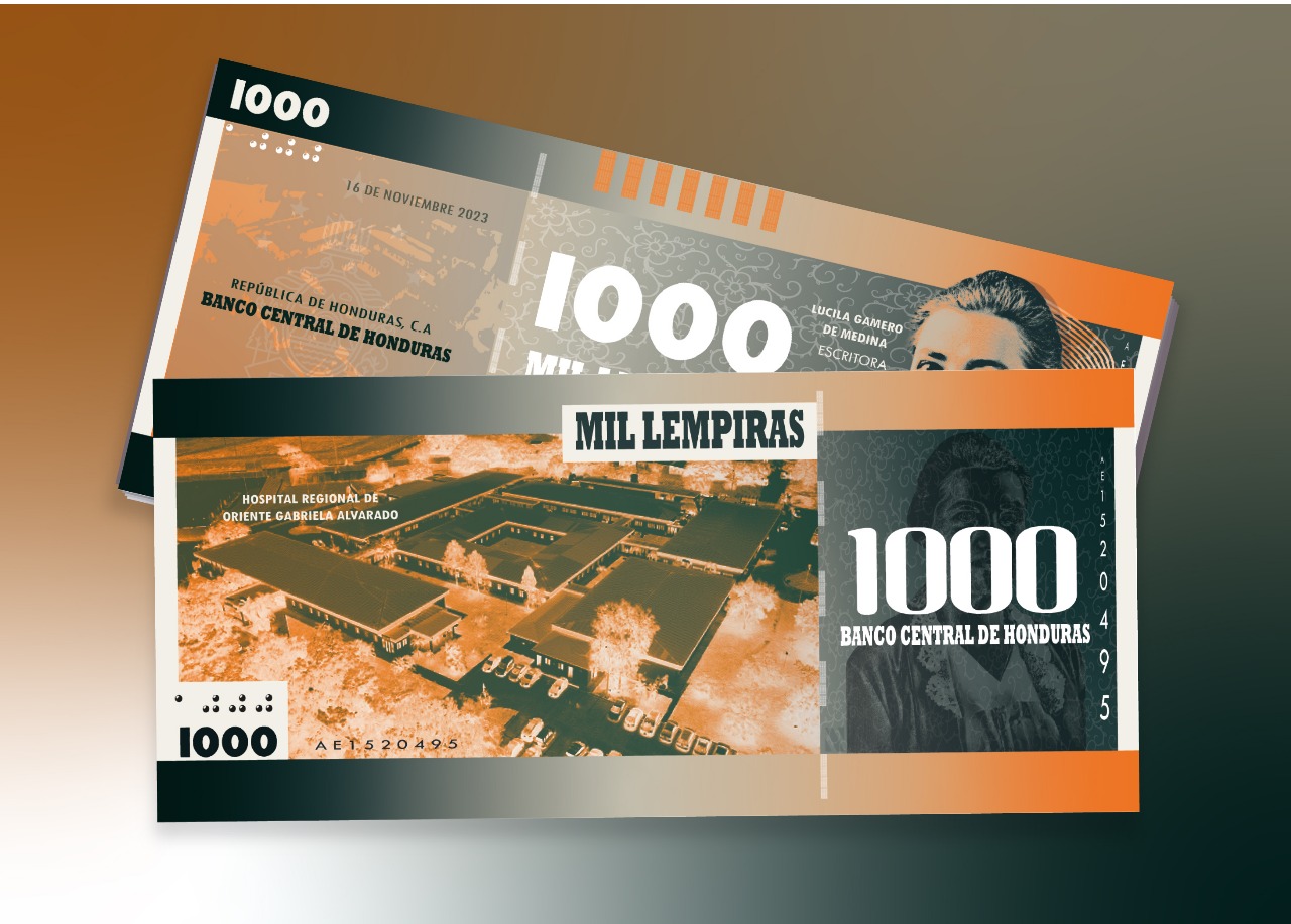 Diseño completo del billete de 1000 Lempiras